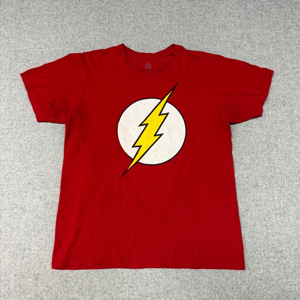 DC Comics Originals The Flash T-Shirt Large Red Lightning Bolt Graphic Tee
